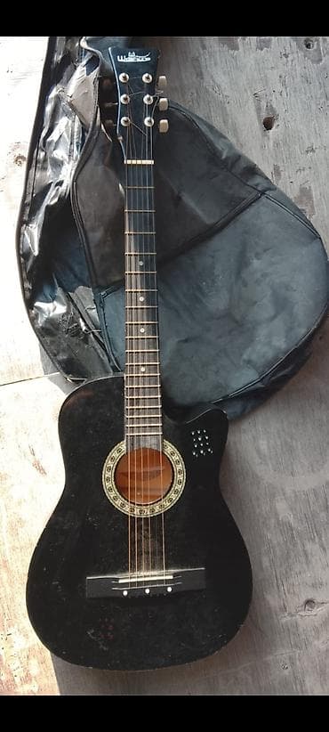 real gitara: Winston akustik gitara – qara rəng, kəsikli (cutaway) korpus dizaynı — 1