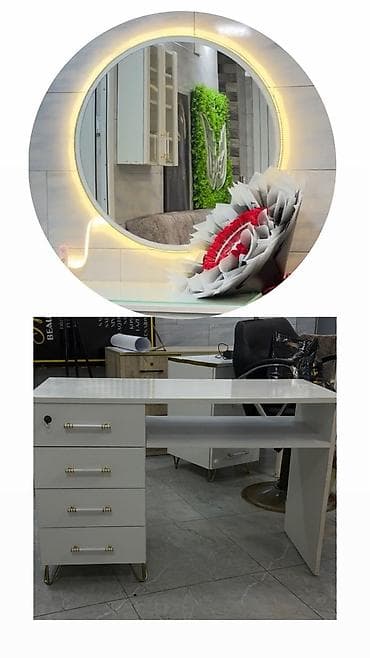dest mebel: Gözəllik/salon mebeli dəsti - LED işıqlı dairəvi güzgü: İnteqrə — 1