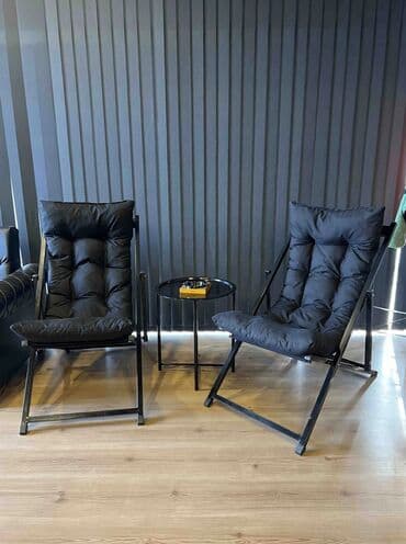 açılıb yığılan oturacaqlar (kreslolar): Həm şezlonqlar həm də sehpa qatlana bilir, komfortludur, bağ evi — 1