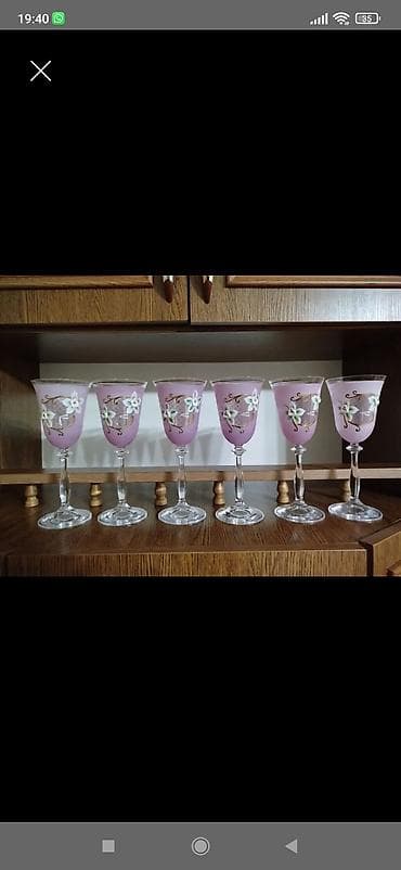 Qədəhlər, rəng - Bənövşəyi, 6 ədədli dəst, Çexiya