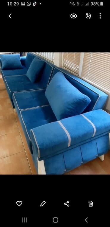 Divanlar: Künc divan, Yeni, Açılmayan, Bazasız, Vеlur parça, Çatdırılma yoxdur — 2