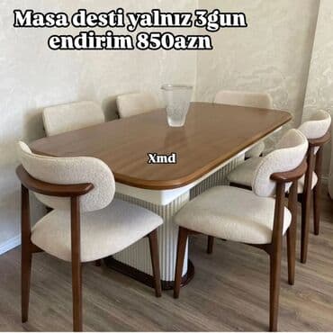 silindir: Qonaq otağı üçün, Açılmayan, Dördbucaq masa, 6 stul — 1