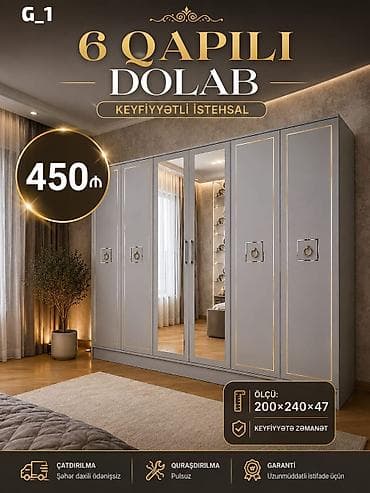 ustular: 6 qapılı dolab – keyfiyyətli istehsal - Ölçü: 200 × 240 × 47 sm - — 1
