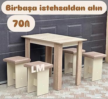 dolab ofis: Mətbəx/yaşayış məkanı üçün kompakt masa və 4 taburet dəsti. - Dəst — 1