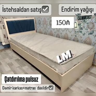 tek matraslar: Yeni, Təknəfərlik çarpayı, Matras ilə — 1