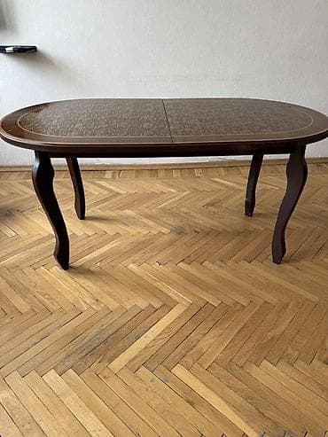 Klassik masa, Açılan, Taxta, Oval masa