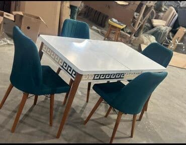 oturacağı: Mətbəx üçün, Yeni, Açılmayan, Dördbucaq masa, 4 stul — 7