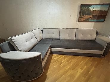 kreditle kunc divanlar: Künc divanı – ikirəngli (tünd boz və açıq boz) - Forma: L-şəkilli — 1