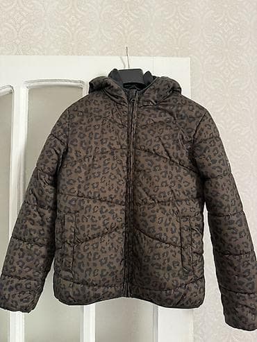 hamam papagi: Leopar naxışlı qışlıq şişmə gödəkçə - Rəng: tünd qəhvəyi əsas, qara — 1