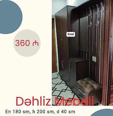 Dəhliz mebeli dəsti - Material: tünd taxta rəngli laminat - Ölçülər