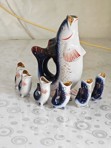 SSri 1970-ci illərin istehsalı Porcelan “Balıq” naşərab dəsti -