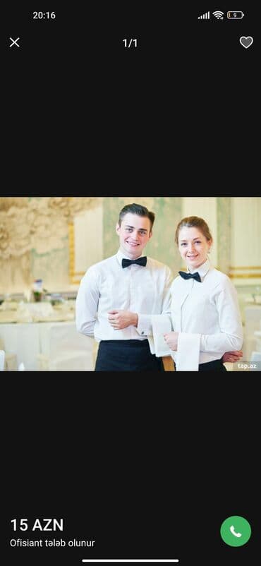 neftçilərdə oğlan üçün ofisiant işi: Afsiyant işi axtarıram kimə lazım olsa 7/24 əlaqə saxliya bilər mənlə — 1