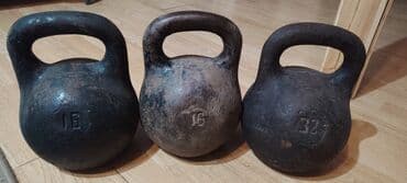 Dəmir girya dəsti - 3 ədəd klassik tökmə dəmir girya - Ağırlıqlar: 16