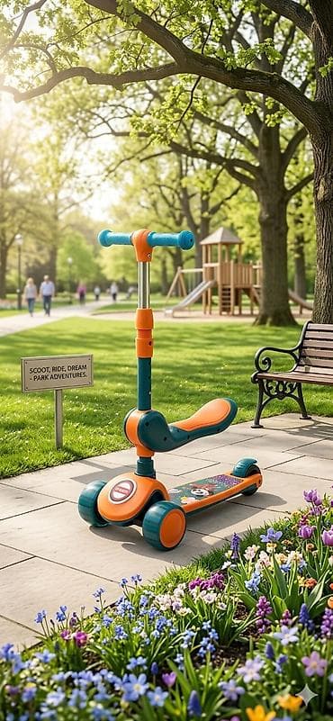 yığılan velosipedlər: Uşaqlar üçün 3 təkərli dönəbilən skuter – oturacaqlı, balacalar üçün — 2