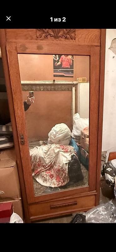 şifonyer dolap: 2 qapılı, Güzgülü, Qəhvəyi, Taxta, Kupe, Düz dolab — 2