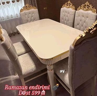 pul seyfi: *Masa desti* *stol stul* Masa ölçü 90×160 ×200 + 6 ədəd oturacaq 🎨 — 1