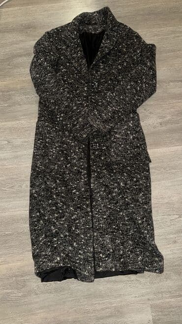 женские пальто букле: Qadınlar üçün uzun palto - Rəng: qarışıq boz (melanj effektli) - — 1