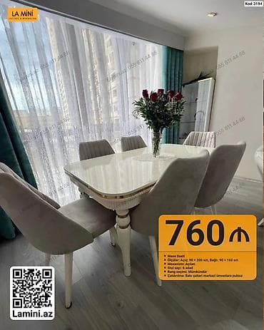 oturaca: Məhsul: Yemək Masası Dəsti (Kod: 3194) - Komplekt: masa + 6 ədəd stul — 1