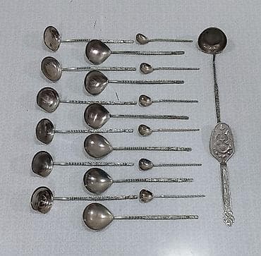 qədim samovar satisi: Qaşıq dəsti sovet istehsalı gümüşü rəngli dekorativ qaşıq dəsti, sovet — 1