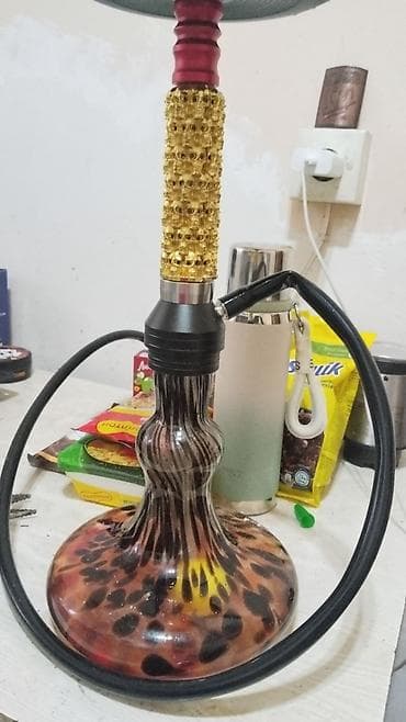 mat 1 qelyan: Nərgilə dəsti - Şüşə kolba: qalın şüşədən, bənövşəyi-qırmızı-tonlarda — 1