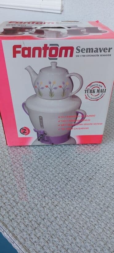 Fantom samovar. 5 lt. Dem çaynikinin tutumu 1.4 lt. 1800w. Daima isti