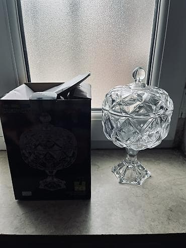 Şüşə qənd qabı (Candy Cup) – ayaqlı və qapaqlı model - Material