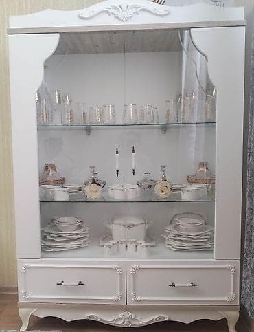 mebel dəst: Klassik üslubda ağ qonaq otağı mebel dəsti - Rəng: ağ, zərif relyef — 2