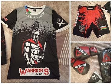 Bu dəstə idman köynəyi, şort və boks əlcəkləri daxildir. Köynək qara