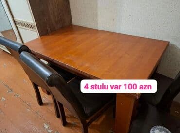 ucuz seyf kassa: Balkon üçün, İşlənmiş, Dördbucaq masa, 4 stul — 1