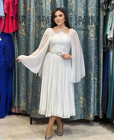 Alt paltarı: Zərif ağ ziyafət donu - Üst hissəsi atlas effektli parça, döşəmədə — 3