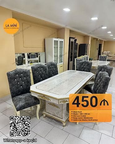 Qonaq otağı üçün, Açılmayan, Dördbucaq masa, 6 stul