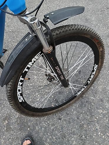 velosiped ural: Sport Time dağ velosipedi - Çərçivə: yüngül alaşımlı, mavi rəng, düz — 4