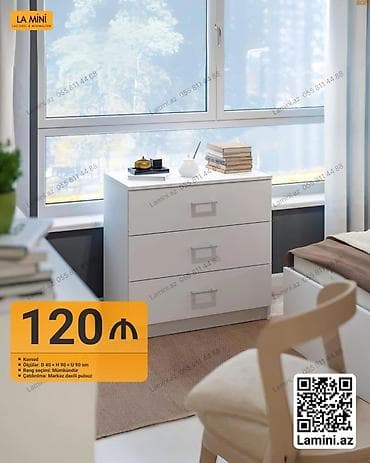 Məhsul: 3 çekmecəli komod - Ölçülər: D 40 × H 90 × U 90 sm - Rəng — 1