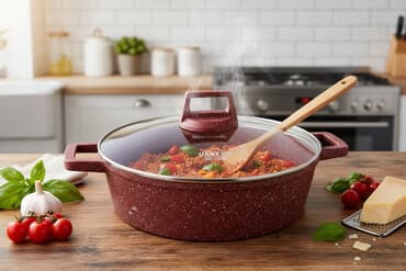 qazan qapaqları: Qazan, rəng - Qırmızı, Qranit, 3 l, 30 sm — 1