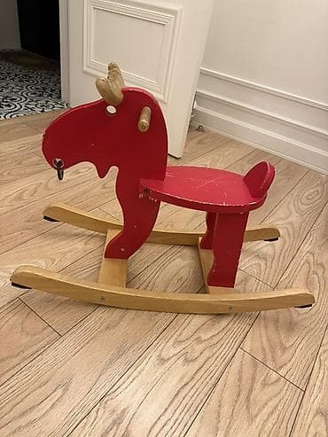 ikea kreveti: IKEA taxta yelləncək oyuncağı – qırmızı maral dizaynı - Brend: IKEA — 2