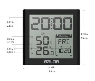 toz boya: Termo-hiqrometr. Model: BALDR BO 30STH-V2 Saatı, zəng, təqvim və — 2