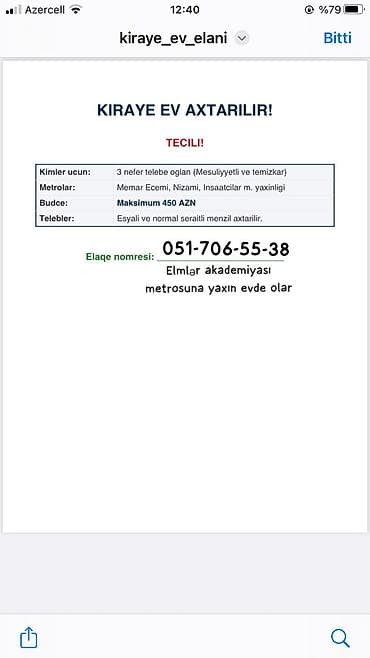 Mənzil kirayələyirəm: Təcili kirayə ev axtarışı! - Kimlər üçün: 3 nəfər tələbə oğlan — 1