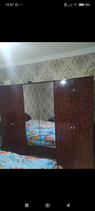 paltar wkaflari: 6 qapı, Güzgülü, Qəhvəyi, Digər material, Açılan, Düz dolab — 5