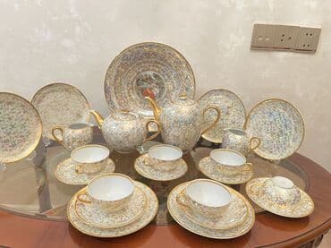 cex fara: Çay dəsti, rəng - Qızılı, Farfor, 6 nəfərlik — 3