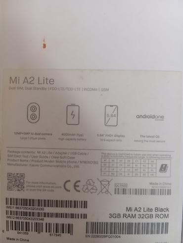 Elektronika: Xiaomi Mi A2 Lite, 32 GB, rəng - Qara, 
 Barmaq izi — 5