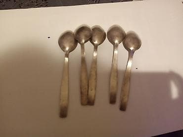 cay servisi: 5 ədəd metal qaşıq dəsti Sovet dövründə Tallin istehsalı IJ - — 2