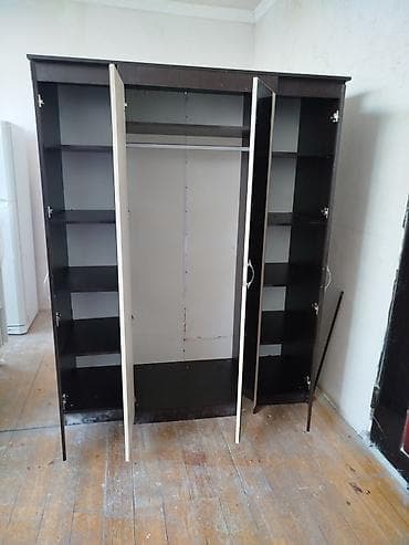 guzgu aləmi: 3 qapılı, Güzgülü, Qəhvəyi, Digər material, Açılan, Düz dolab — 4