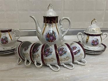 Çay dəsti, rəng - Ağ, Farfor, 6 nəfərlik