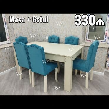 laminat qiyməti: Qonaq otağı üçün, Yeni, Açılan, Dördbucaq masa, 6 stul — 3