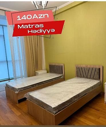 Çarpayılar: Yeni, Təknəfərlik çarpayı, Bazasız, Matras ilə, Siyirməsiz, Azərbaycan — 1