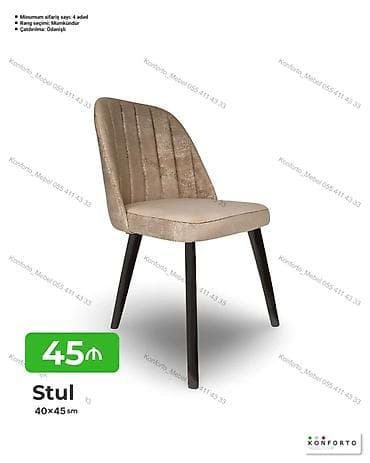 Stul – 40×45 sm - Yumşaq, rahat oturacaq və bel hissəsi, dikey tikiş — 1