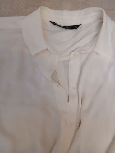 klassik koynekler: ZARA BASIC qadın köynəyi - Rəng: krem/ağ - Model: ön hissədə — 2