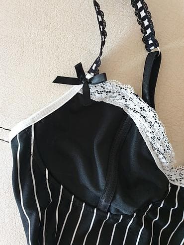 stringer alt geyimi: Qadın camisole/korsaj üslubunda üst - Rəng: qara, incə ağ zolaqlı - — 3