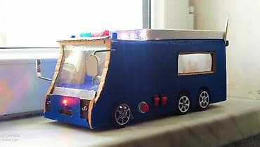 Özəl əl işı – işıqlı polis avtobusu maketi (oyuncaq) - Material — 2