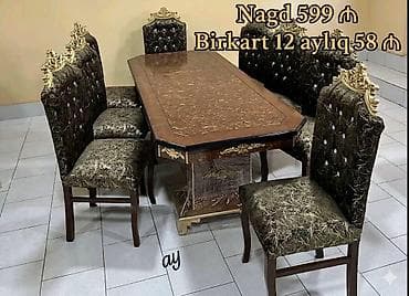 ders masa: Yemək otağı dəstləri – klassik və zərif dizayn Məhsul: 6 nəfərlik — 2